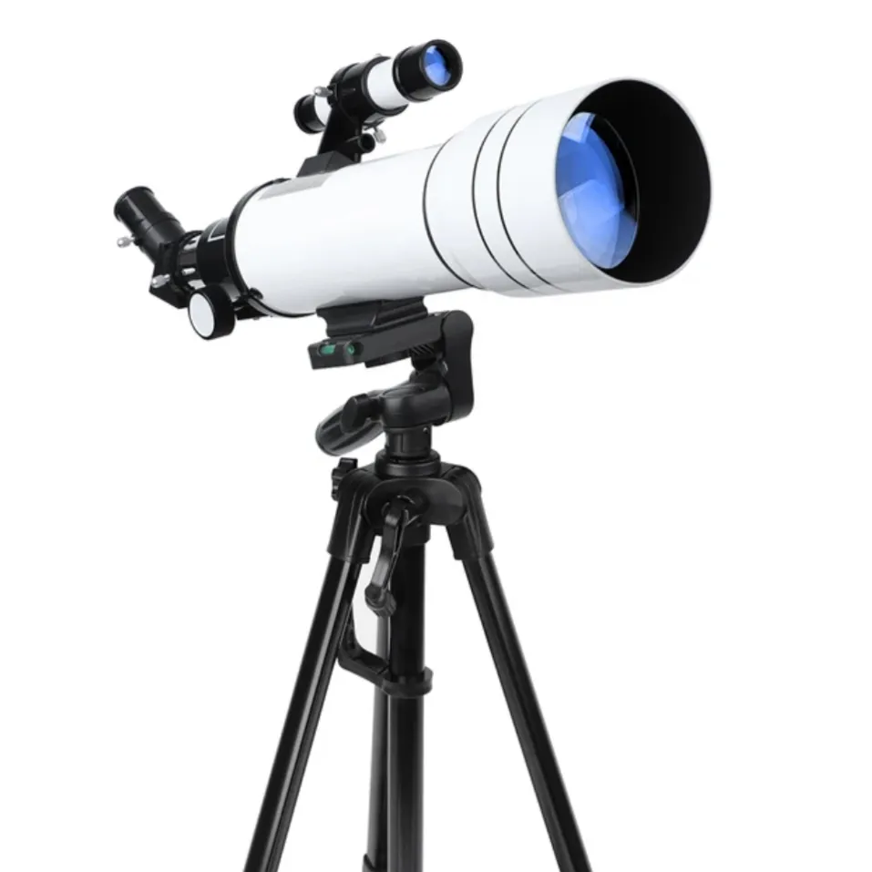 Hemusun astronomical telescope on a black tripod with blue - tinted lenses